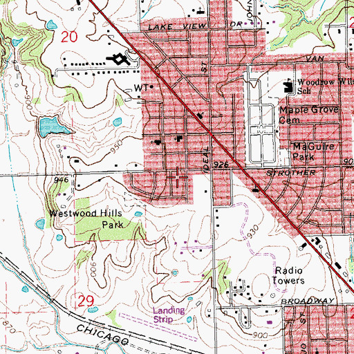 Topographic Map of Free Will Baptist Church, OK
