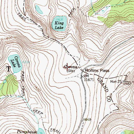 Topographic Map of Corona (historical), CO