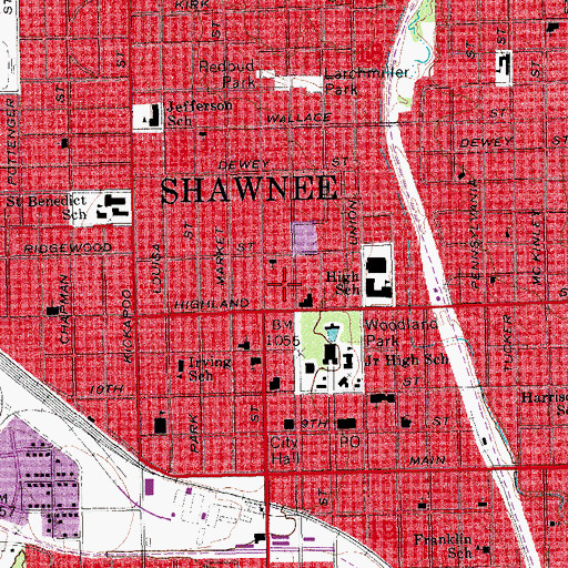 Topographic Map of Emmanuel Episcopal Church, OK
