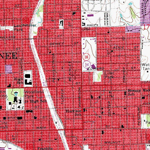 Topographic Map of Emmanuel Pentecostal Church, OK