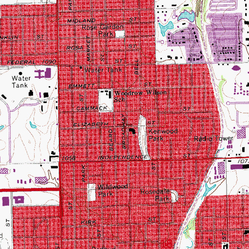 Topographic Map of First Christian Church, OK