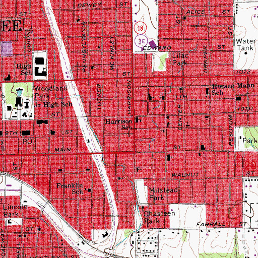 Topographic Map of First Church of God, OK