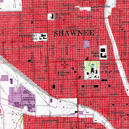 Topographic Map of First Church of the Nazarene, OK