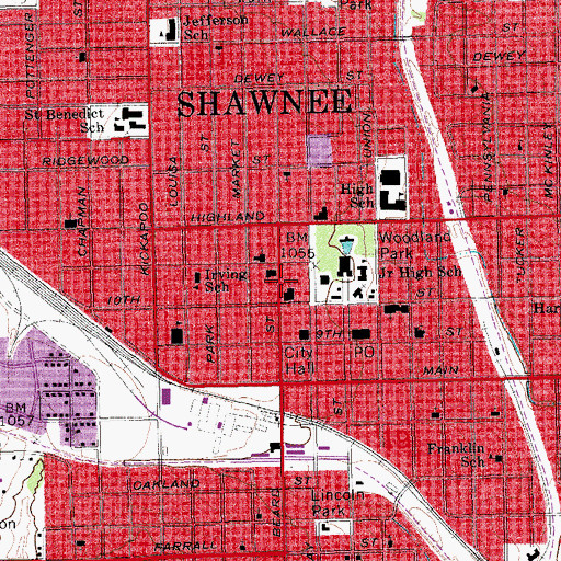Topographic Map of First Presbyterian School and Church, OK