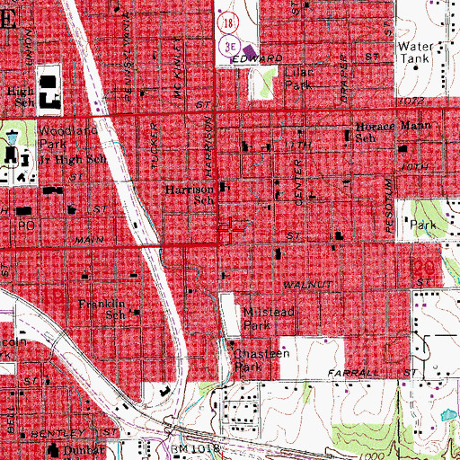 Topographic Map of Immanuel Baptist Church, OK
