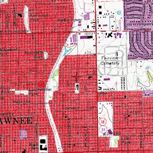 Topographic Map of Open Door Church of God, OK