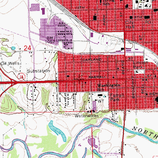 Topographic Map of Pioneer Baptist Church, OK