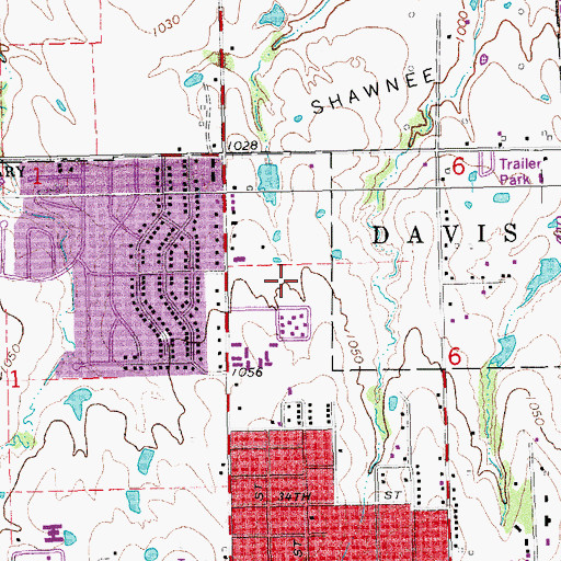 Topographic Map of Pottawatomie Lincoln Baptist Association Church, OK