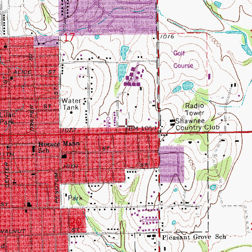 Topographic Map of Temple Baptist Church, OK