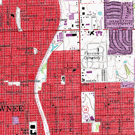 Topographic Map of Trinity Baptist Church, OK