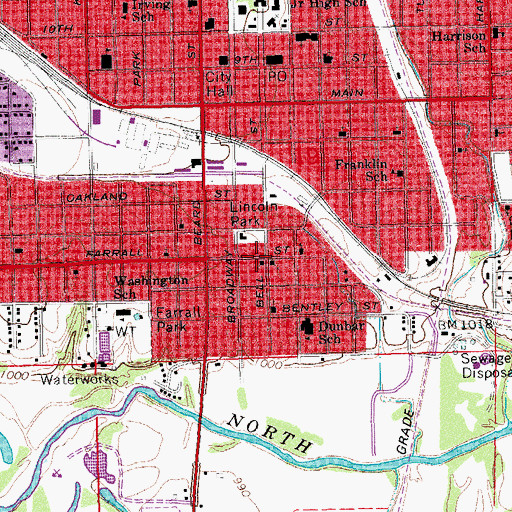 Topographic Map of Union Missionary Baptist Church, OK