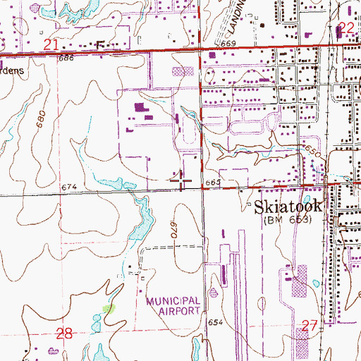 Topographic Map of First Baptist Church, OK