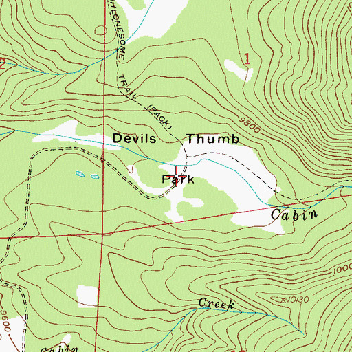 Topographic Map of Devils Thumb Park, CO