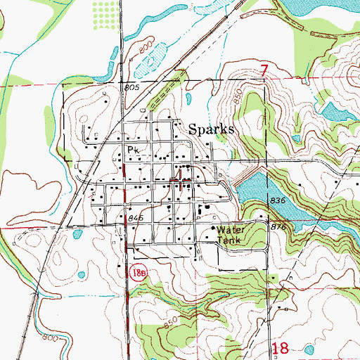 Topographic Map of First Baptist Church, OK