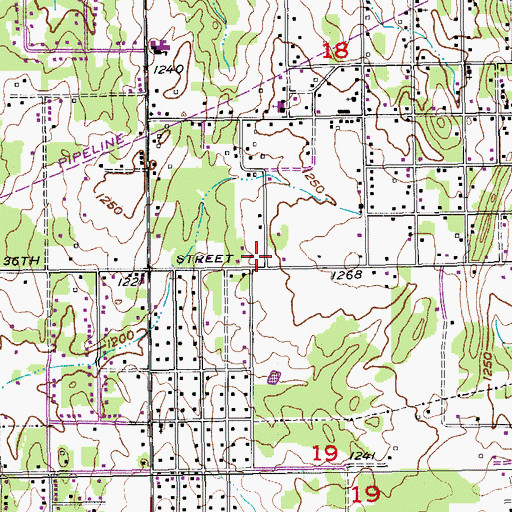 Topographic Map of Faith Mission Church, OK