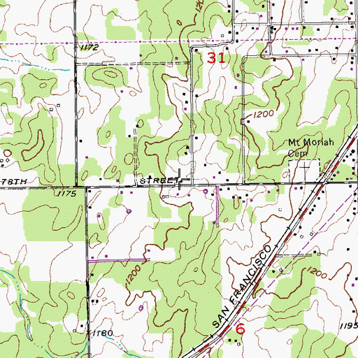 Topographic Map of Hillwood Baptist Church, OK