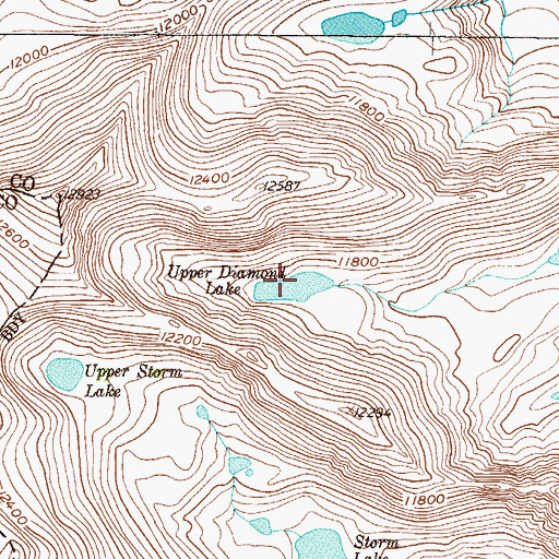 Topographic Map of Upper Diamond Lake, CO