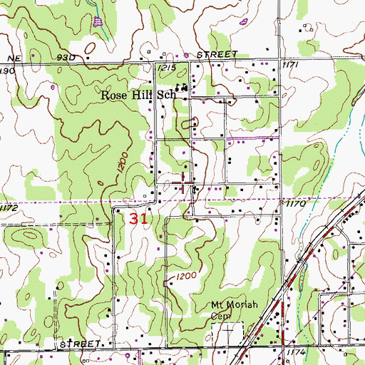 Topographic Map of Lily of the Valley Cogic, OK