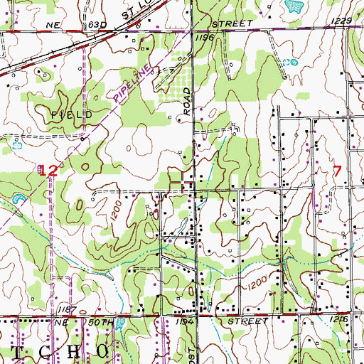 Topographic Map of Morning Star Baptist Church, OK