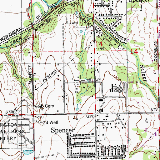 Topographic Map of Reigning Life Assembly of God, OK