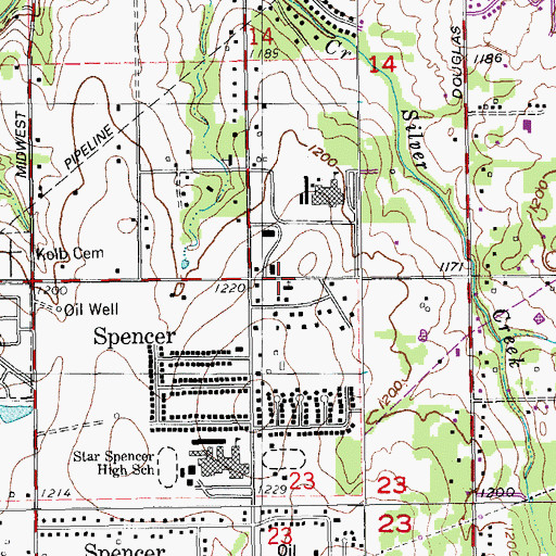 Topographic Map of Spencer Church of Christ, OK