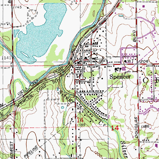 Topographic Map of True Love First Baptist Church, OK