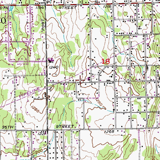 Topographic Map of True Vine Independent Baptist Church, OK