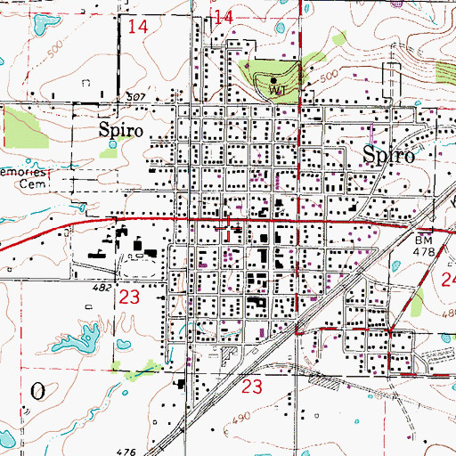 Topographic Map of First Baptist Church, OK
