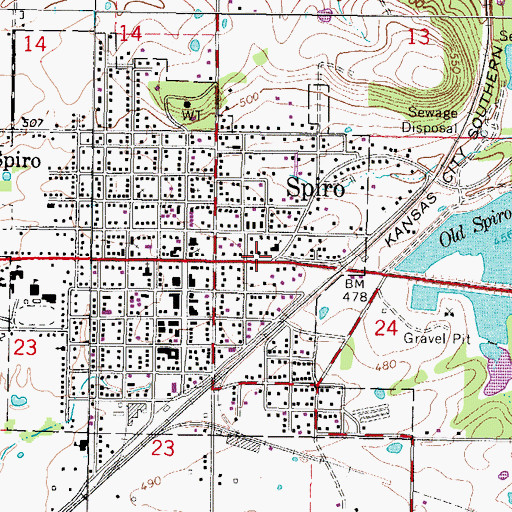 Topographic Map of Lakeview Baptist Church, OK