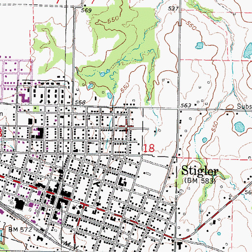 Topographic Map of First Christian Church, OK