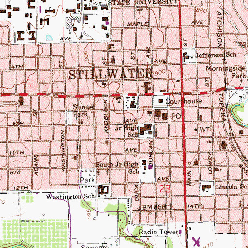 Topographic Map of Central Church of Christ, OK