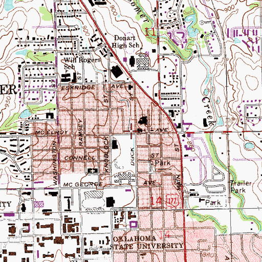 Topographic Map of Church of Christ, OK