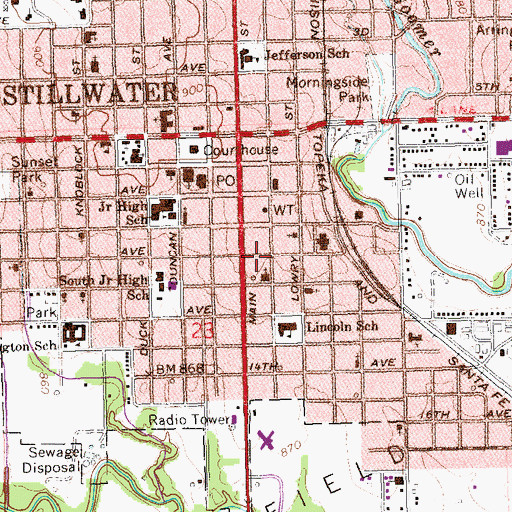 Topographic Map of First Assembly of God, OK