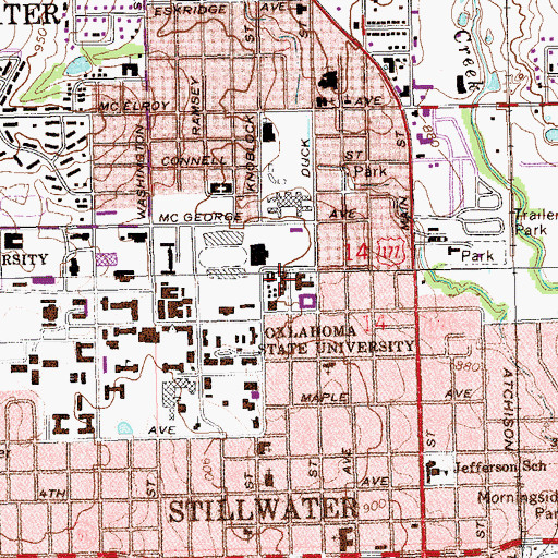 Topographic Map of First Christian Church, OK