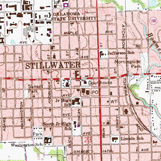 Topographic Map of First United Methodist Church, OK