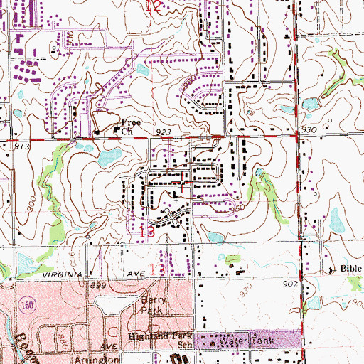Topographic Map of Highland Park Methodist Church, OK
