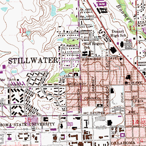 Topographic Map of Hillcrest Baptist Church, OK