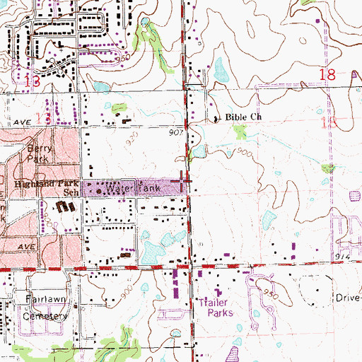 Topographic Map of Indonesian Full Gospel Fellowship, OK
