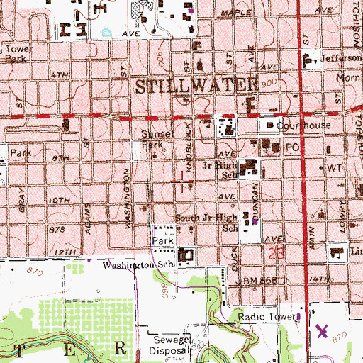 Topographic Map of Mount Zion Baptist Church, OK