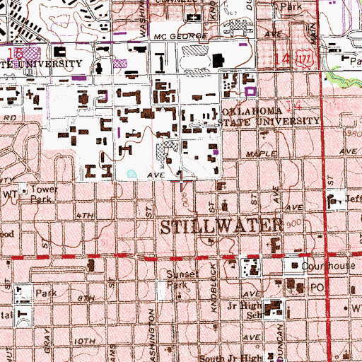 Topographic Map of Nazarene Student Center, OK