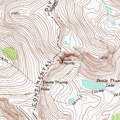 Topographic Map of Devils Thumb, CO