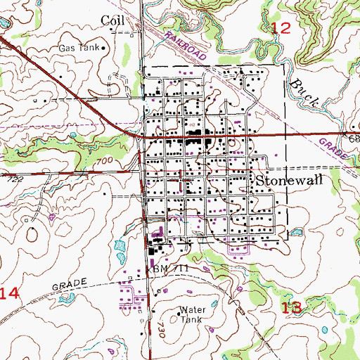 Topographic Map of First Baptist Church, OK