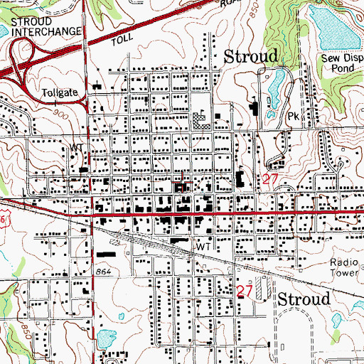 Topographic Map of First Baptist Church, OK