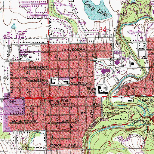 Topographic Map of Church of Christ, OK