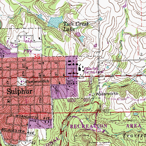 Topographic Map of First Assembly of God, OK