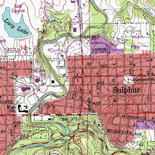 Topographic Map of First United Methodist Church, OK