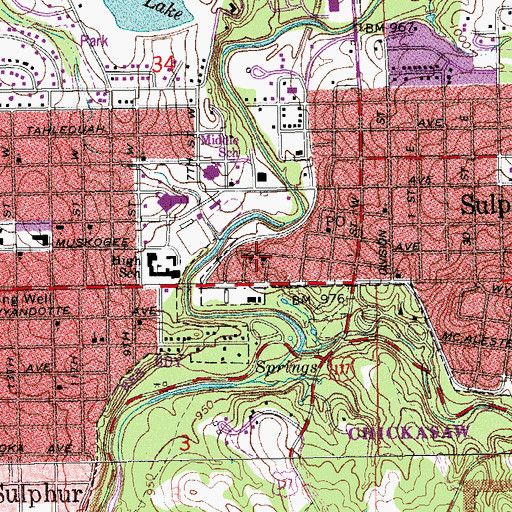 Topographic Map of First Christian Church, OK