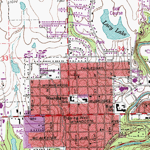 Topographic Map of First Freewill Baptist Church, OK