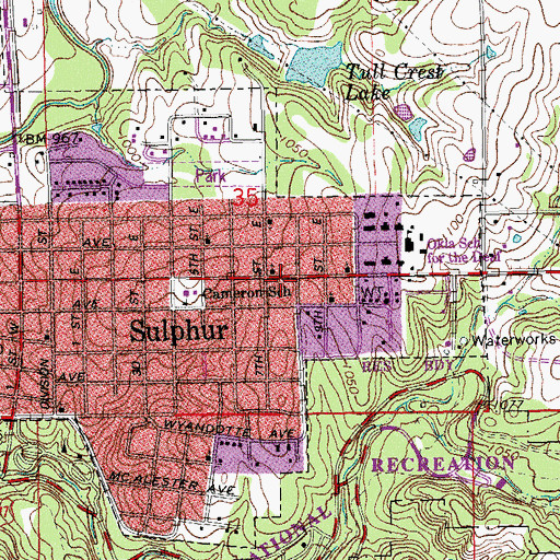 Topographic Map of Kingdom Hall Jehovahs Witnesses, OK