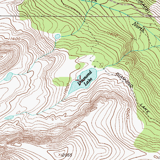 Topographic Map of Diamond Lake, CO